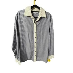 Pretty Garbage Blue & White Striped Oversized Button-up Shirt Sz Small